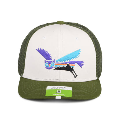 Casquette Trucker Enfant en Coton Bio Fitz Roy Owl blanc-olive PATAGONIA
