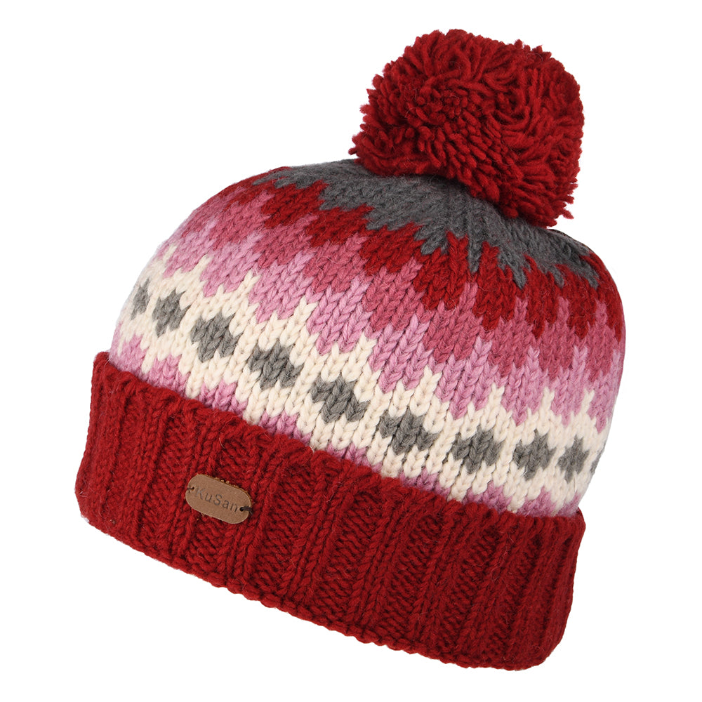 Bonnet à Pompon à Revers rouge KUSAN