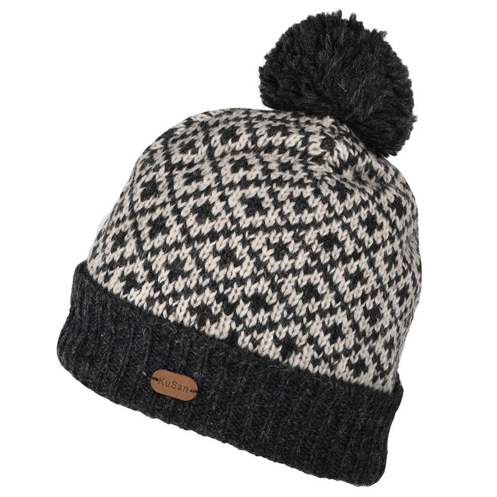 Bonnet à Pompon Fleur de Lys anthracite KUSAN