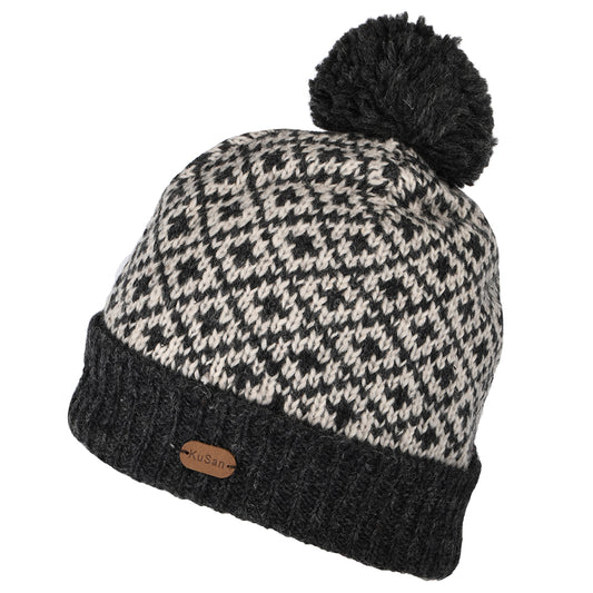 Bonnet à Pompon Fleur de Lys anthracite KUSAN