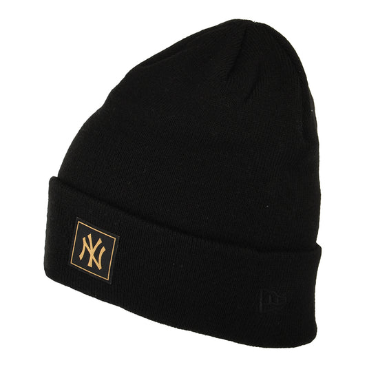 Bonnet MLB Metallic Badge Cuff Knit New York Yankees noir-doré NEW ERA