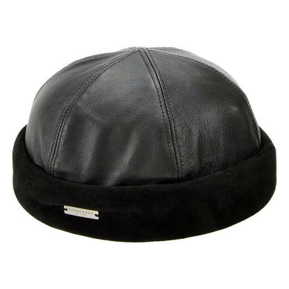 Bonnet Miki Breton en Cuir noir SEEBERGER