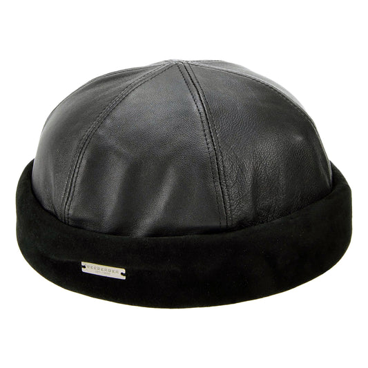 Bonnet Miki Breton en Cuir noir SEEBERGER