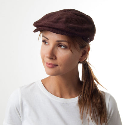 Casquette Gavroche en Velours Côtelé marron JAXON & JAMES - VENTE EN GROS
