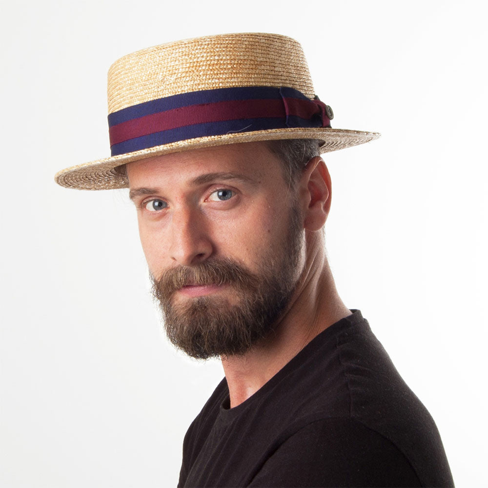 Chapeau de Canotier en Paille avec Ruban à Rayures JAXON & JAMES - VENTE EN GROS