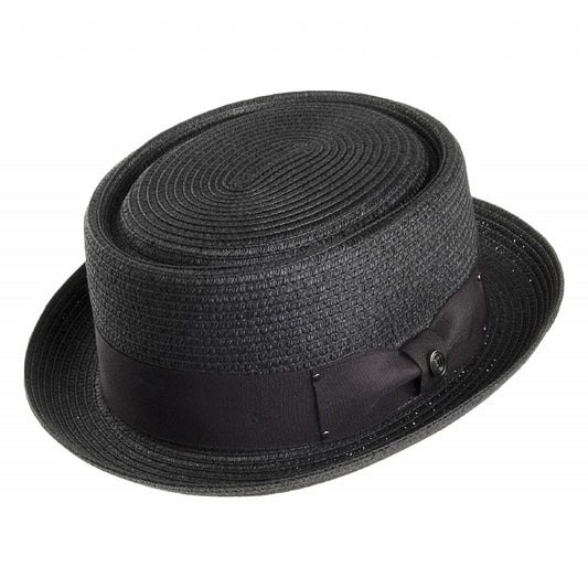 Chapeau Pork Pie en Paille Toyo Braided noir JAXON & JAMES - VENTE EN GROS