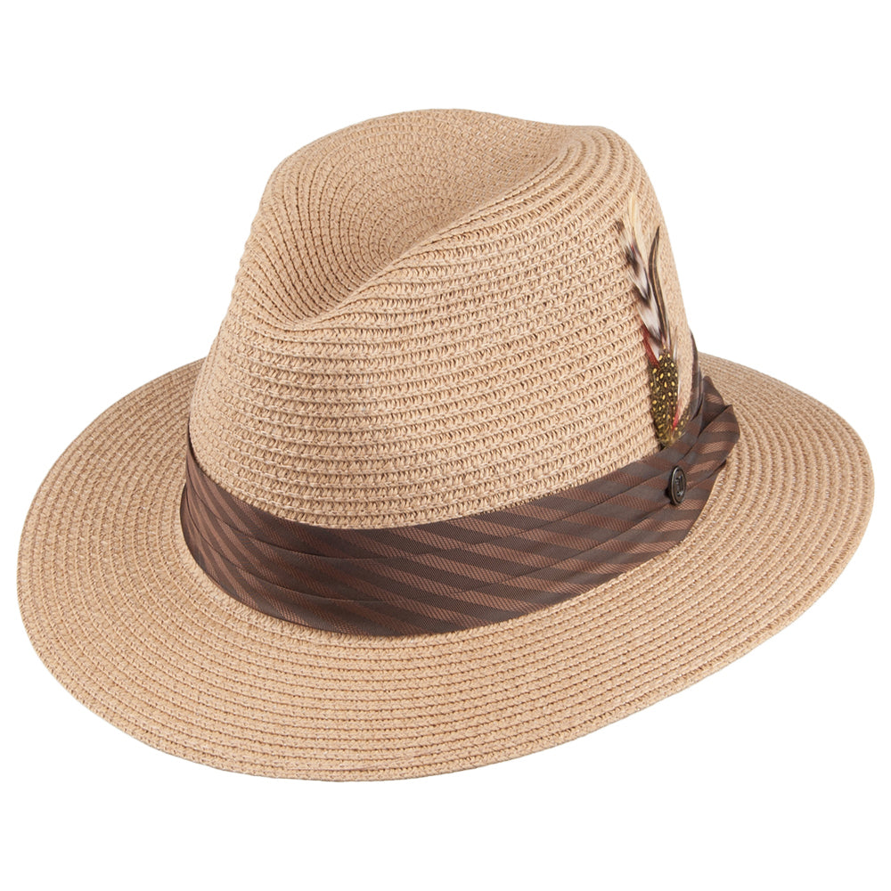 Chapeau Fedora en Paille Toyo Tressée cappuccino JAXON & JAMES - VENTE EN GROS