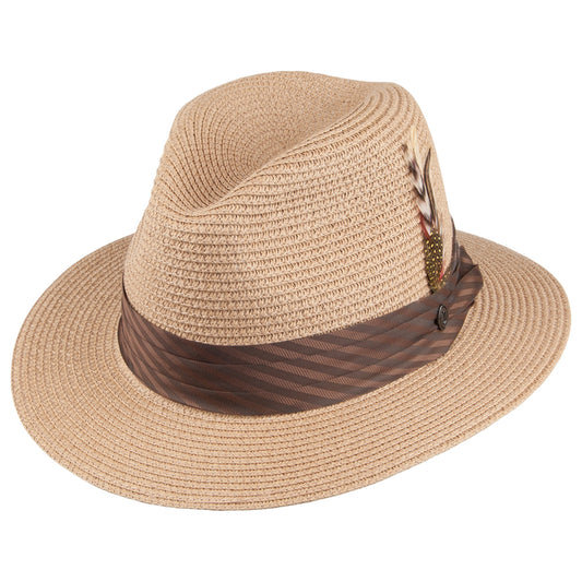 Chapeau Fedora en Paille Toyo Tressée cappuccino JAXON & JAMES - VENTE EN GROS