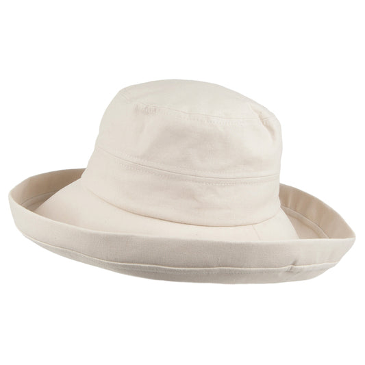 Chapeau d'Eté Pliable en Lin Lily sable SUR LA TETE - VENTE EN GROS