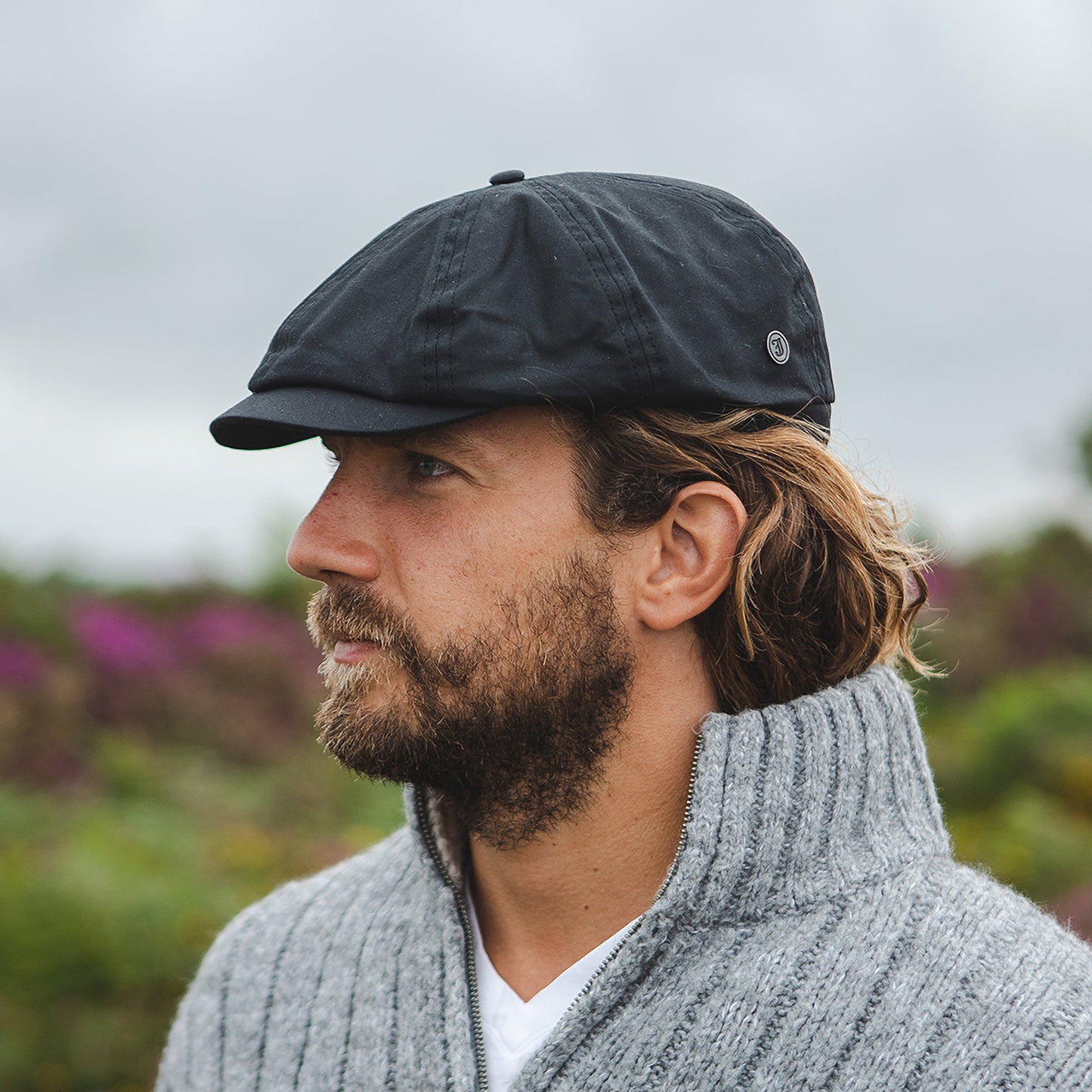 Casquette Gavroche en Coton Ciré British Millerain noir JAXON & JAMES - VENTE EN GROS