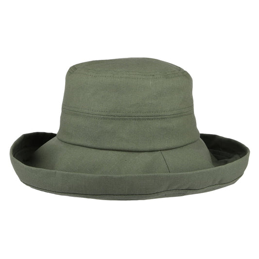 Chapeau Été en Lin Pliable Lily olive SUR LA TÊTE - VENTE EN GROS