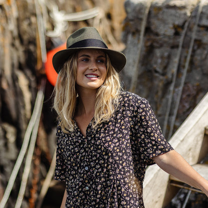 Chapeau Fedora Été en Paille Summer C- Crown olive JAXON & JAMES - VENTE EN GROS